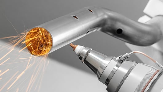 Piercing a tube with a 5-axis laser