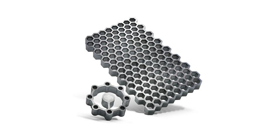 Laser-cut thick steel grid with water-assisted nozzles 